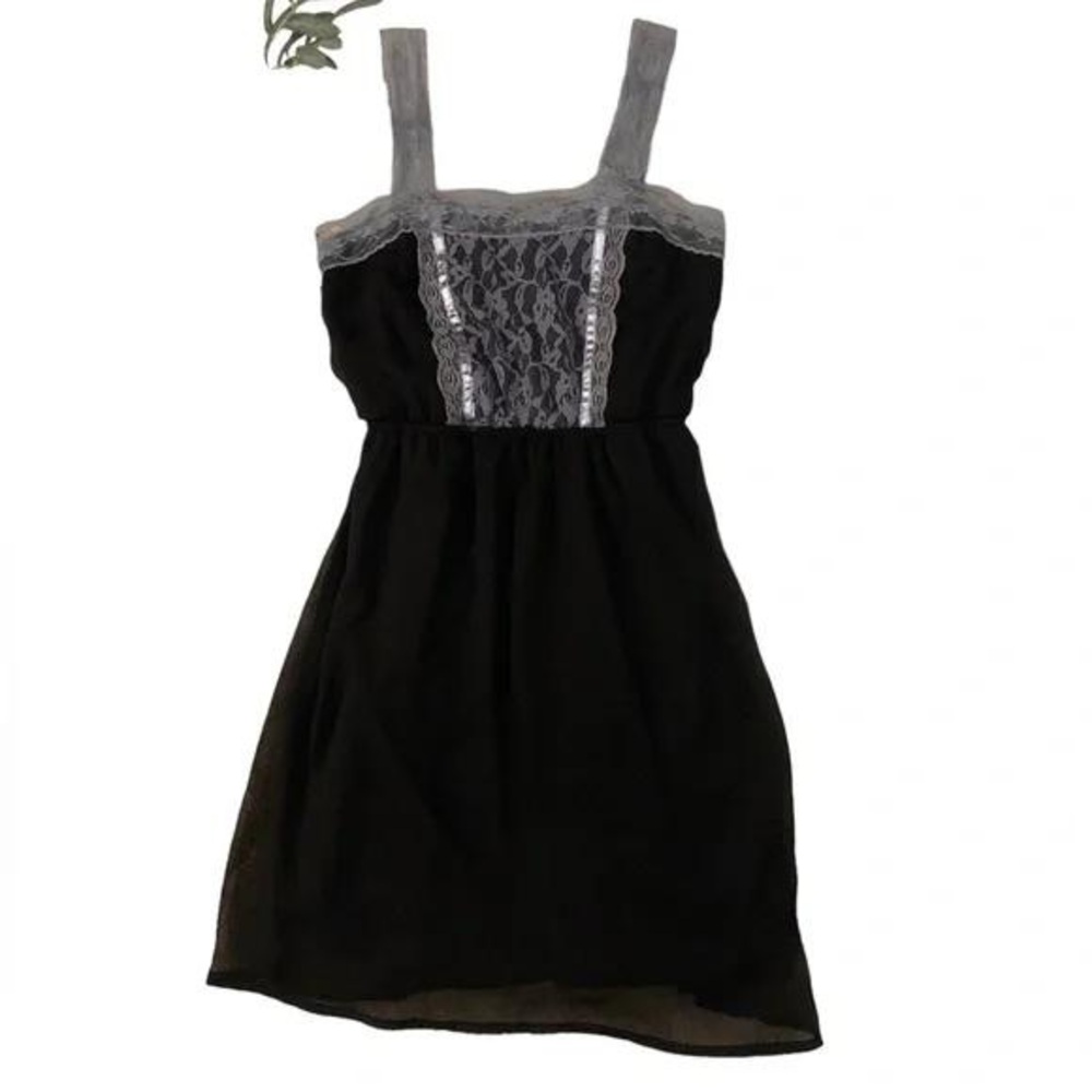 Elegant Black and Gray Lace Kids Dress